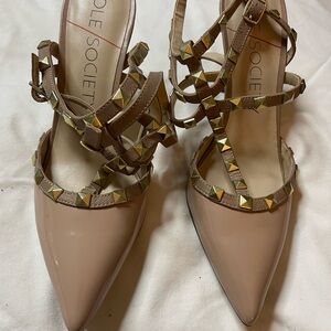 Sole Society Women's Nude Studded Heels